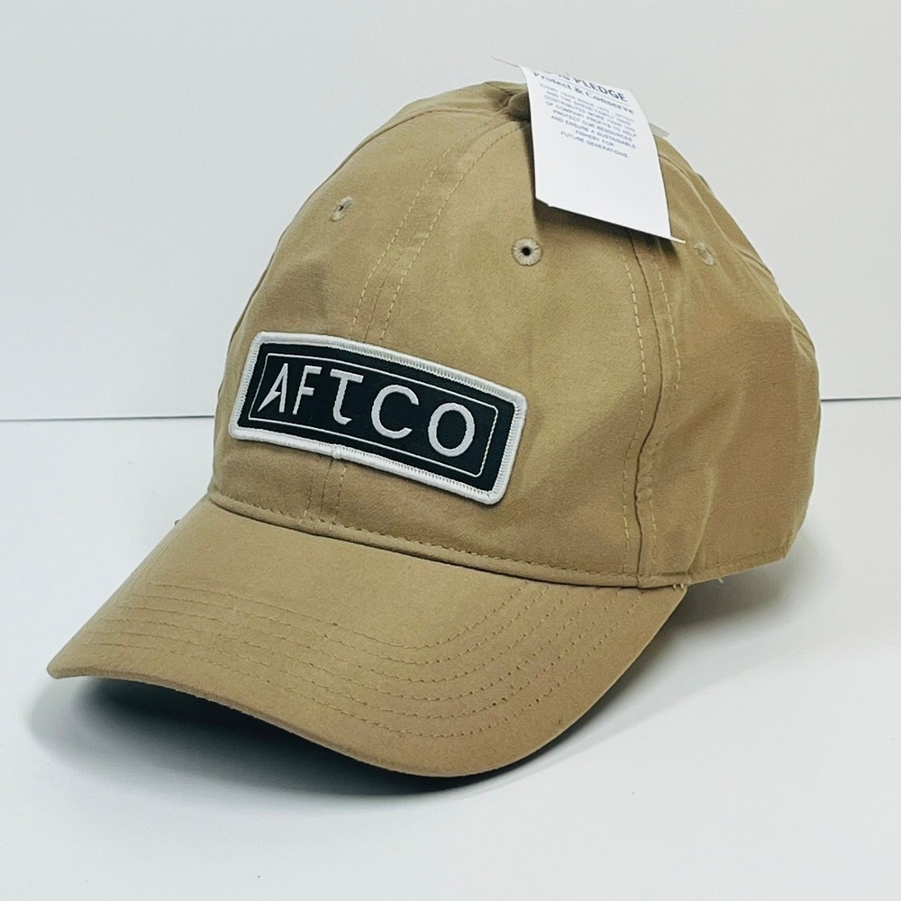 AFTCO‎ AFTPromo Dad Hat Mens OSFM Oak Tan Logo Patch Adjustable Fishing Cap